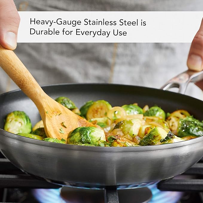 KitchenAid 71008 3-Ply Base Brushed Stainless Steel Nonstick Frying Pan/Fry Pan/Skillet, 9.5 Inch