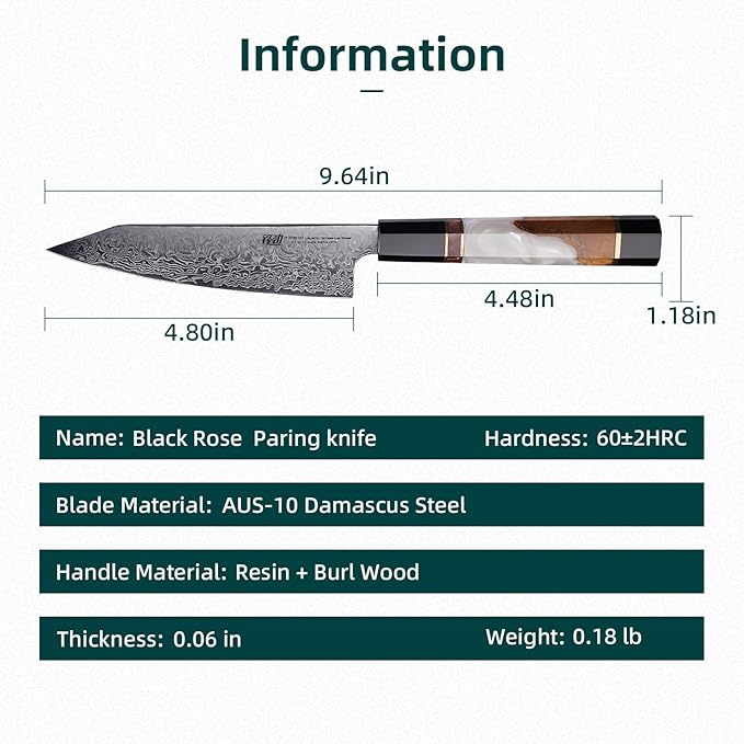 FINDKING 5 Inch Small Kitchen Utility Knife, Sharp Fruit Paring Tool & Elegant Pairing Blade for Everyday Cooking (BLACK-ROSE Series)