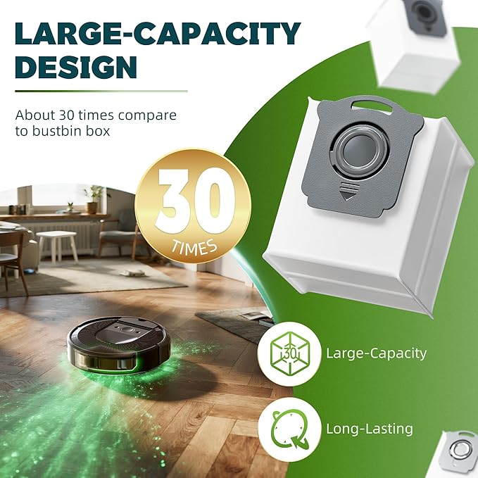 16 Pack Vacuum Bags Replacement Compatible with iRobot Roomba i7, i7+, i3, i3+, i1+, i4, i4+, i6, i6+, j7, j7+, i8, i8+,s9, s9+ Plus, i & s & j Series Clean Base Automatic Dirt Disposal Bags