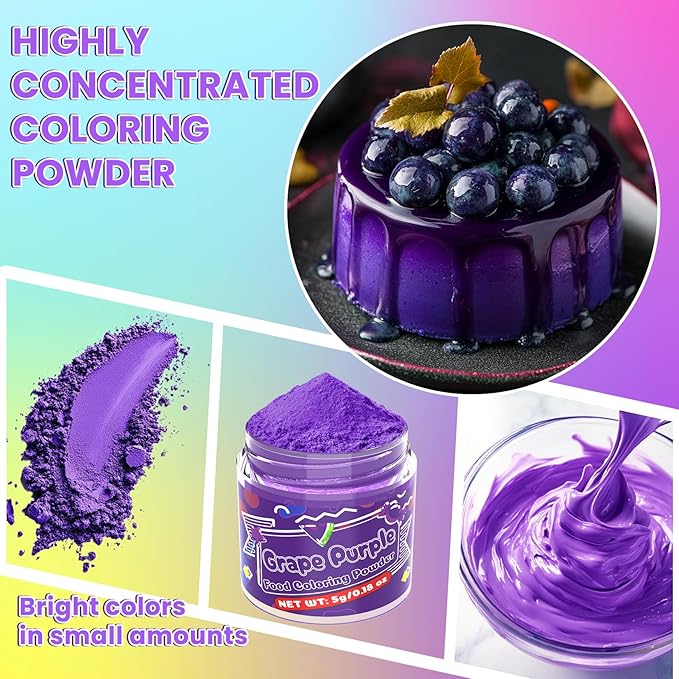 Food Coloring Powder - 12 Vibrant Colors Powered Food Coloring, Food Grade High Concentrated Food Dye for Baking, Cake Decorating, Icing, Cookies, Candy, Slime, 5g/bottle