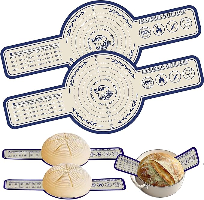 Large Silicone Bread Sling for Dutch Oven, 2 Pack (10" Round) – Non-Stick & 500°F Heat Resistant Sourdough Mat, Easy to Clean, Reusable Food-Grade Sourdough Sling – Fits 7 qt and up Dutch Ovens