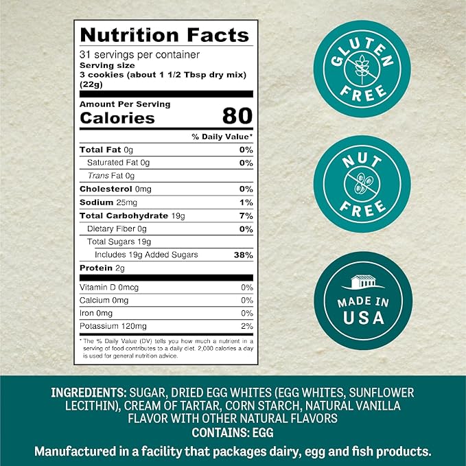 Judee's Gluten Free Meringue Powder Mix - Meringue Powder for Royal Icing - Gluten-Free Nut-Free Cookie Icing Mix - Use with Cookie Decorating Supplies - 24 Oz