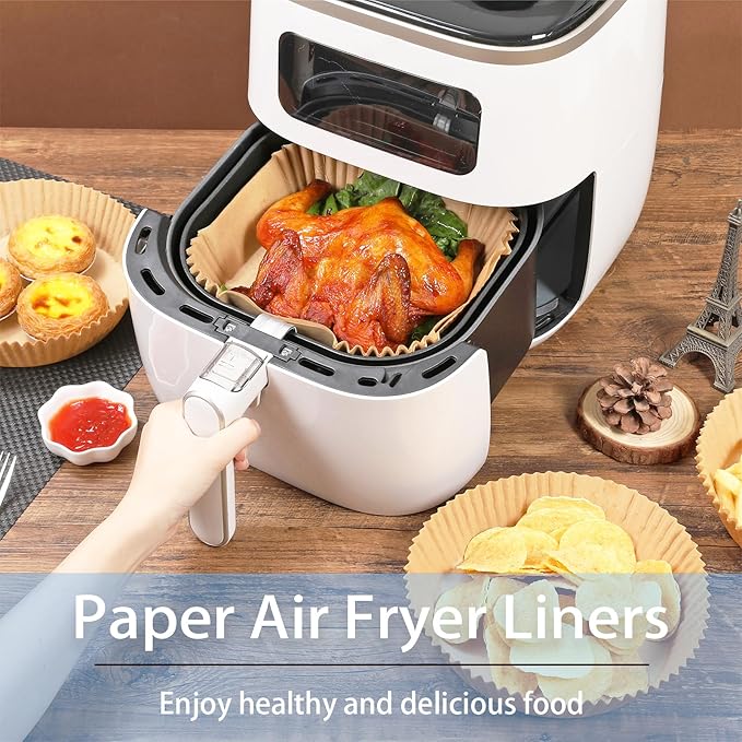 100PCS Air Fryer Paper Liners, Disposable Non-Stick Air Fryer Parchment Paper Fit 4-8QT Air fryer Basket Oil Resistant, Waterproof Baking Paper Roasting Microwave (Square,8 Inch)