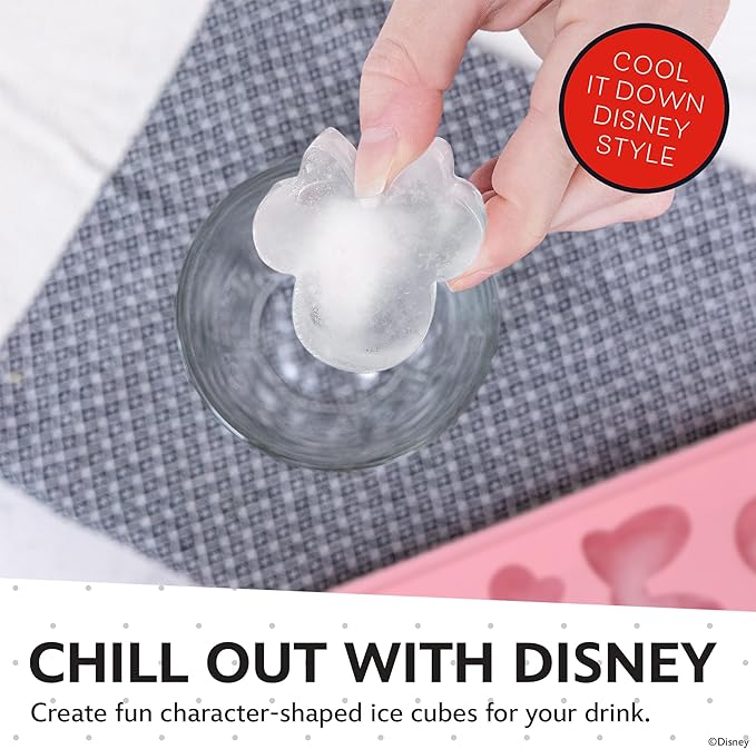 Disney Minnie Mouse Silicone Ice Cube Tray – 2 Pack Ice Trays for Freezer with Fun Minnie Mouse Ice Molds – Flexible BPA-Free Silicone Molds for Ice, Chocolate, and More (Minnie (Pink))