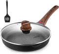 Vinchef Non Stick Frying Pan with Lid,9.5 Inch Anti Scratch Skillet Cast Aluminum Cookware, Induction Compatible Black