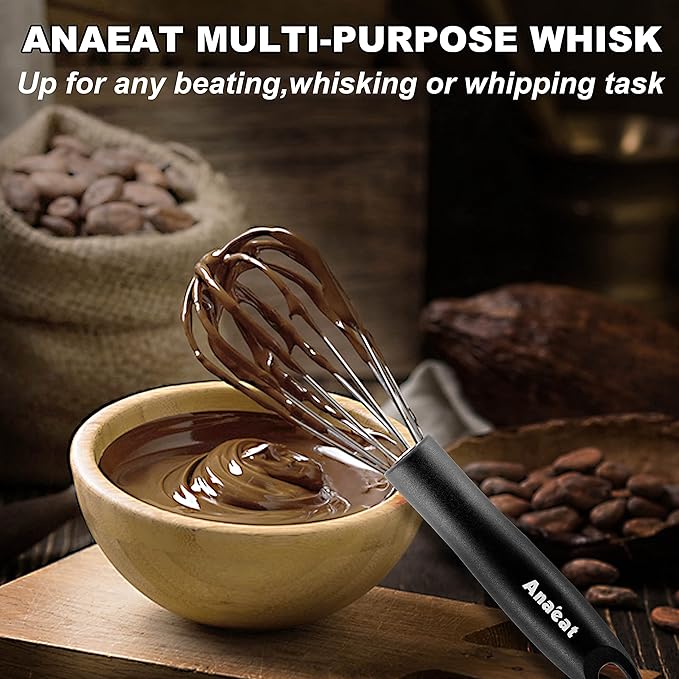 3 Packs Stainless Steel Whisk Set - Balloon Whisk, Anaeat Thick Stainless Steel Wire ＆ Strong Handles, Egg Beater for Cooking, Blending, Whisking, Beating and Stirring (8.5"+10.5"+12")