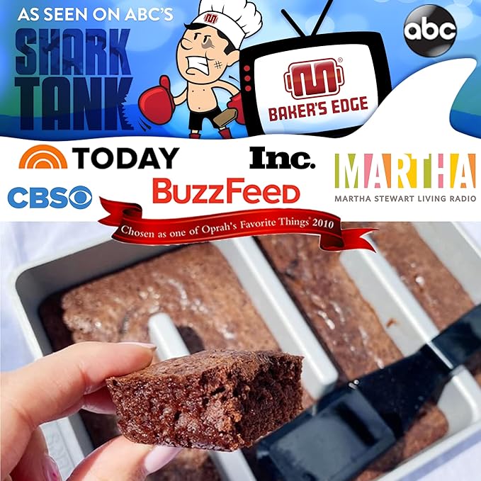 Baker's Edge Brownie Pan, The Original All Edges Brownie Pan for Baking | Premium Double Nonstick Coating, Heavy Gauge Cast Aluminum, Rectangular 9x12” Size Baking Pan - US Patented Design