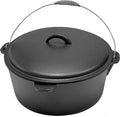 Cuisiland 12 Quart Cast Iron Dutch Oven with Dome Lid & Bail Handle – Pre-Seasoned Large Campfire Pot for Outdoor Cooking, Roasting, Baking & Stews – Heavy-Duty Cookware with Even Heat Distribution