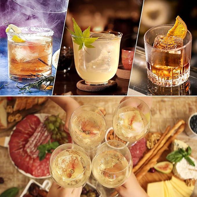 2 Pack Silicone 2 Inch Large Ice Cube Molds for Cocktails Wine Fruit and Bourbon Whiskey Easy Release Ice Cube Tray with Lid Ideal for Cold Drinks and Entertaining Gatherings