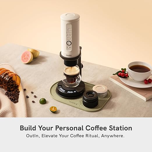 OutIn Claro Portable Coffee Scale, Espresso Scale 2kg/0.1g Accurate Measurement, Pour Over Coffee Scale Multiple Modes, Timer Function, Rechargeable, with Protective Bag