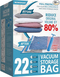 22 Vacuum Storage Bags with Hand Pump, 80% Space Saver Vacuum Seal Storage Bags for Clothing, Travel Lugggage, Blankets, Comforters