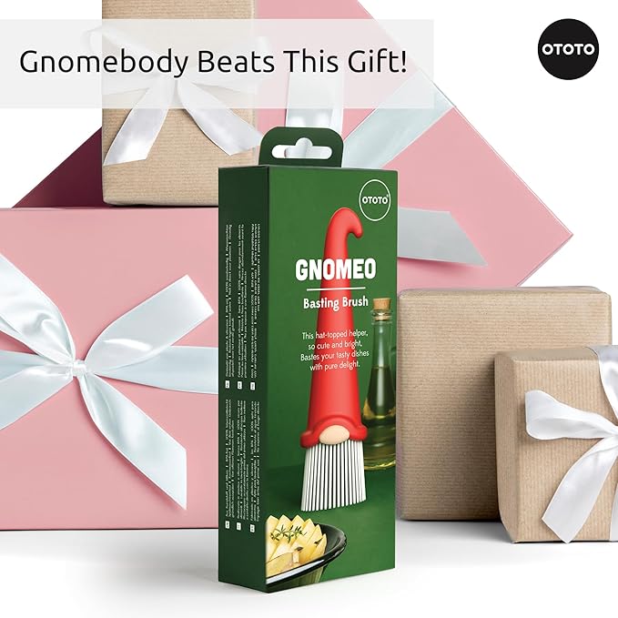 OTOTO Gnomeo Pastry Brush - Silicone Basting Brush for Cooking, Spread Oil Butter Sauce for BBQ Grill Baking, Gnomes Gifts for Women, Cute Funny Kitchen Gadgets