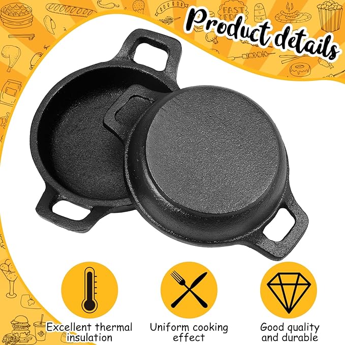 4 Pcs Small Cast Iron Skillets Set - Mini 4 x 1.2 Inches Skillet Ramekins With Handle - Black Serving Dishes Round Pan Oven Safe Cookware for Kitchen Picnic