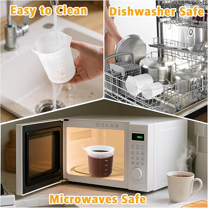 Palksky Silicone Measuring Cups for Melting Chocolate, 6PCS Chocolate Melting Cup with 250 & 350ml Capacity, Reusable Baking Supplies for DIY Chocolate Molds