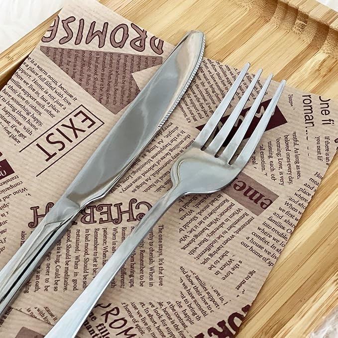 SANTUO 20 Pcs Silverware Set with 10 Dinner Knives and 10 Dinner Forks,Flatware Set with Top Food Grade Stainless Steel,Tableware Cutlery Set For Home Restaurant Hotel, Mirror Finish, Dishwasher Safe