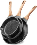 Non Stick Frying Pan Set - YIIFEEO Granite Skillet Set with 100% PFOA & PTFE Free, Induction Egg Omelette Pans for Cooking Pan Set, Cookware Set Nonstick Pots and Pans Set Gift for Women