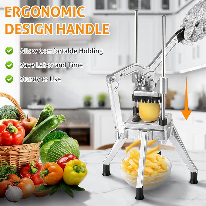 WICHEMI Commercial Vegetable Chopper Dicer with 3 Replacement Blades, Heavy Duty Food Dicer Chopper for Potatoes, Peppers, Mushrooms