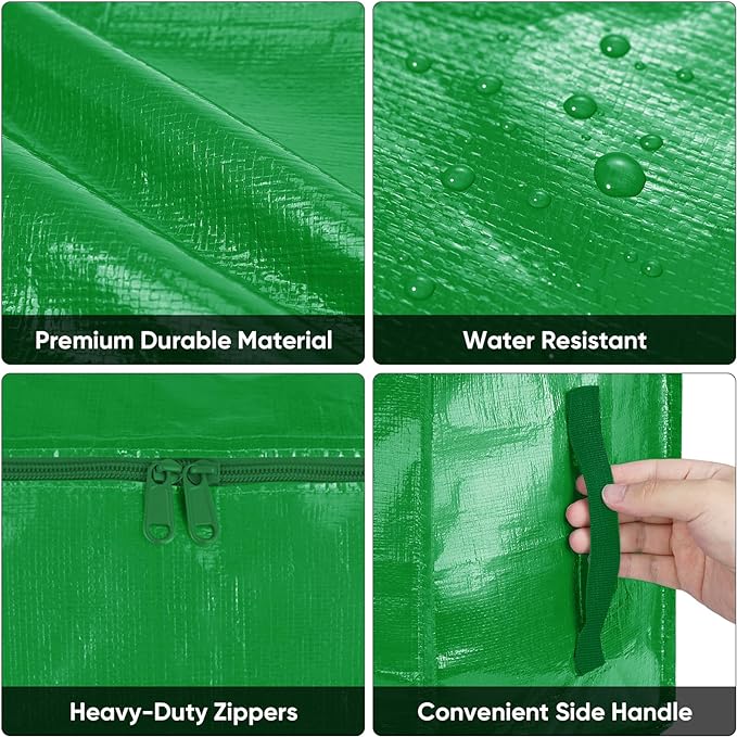 BALEINE 2-Pack Oversized Moving Bags with Reinforced Handles, Heavy-Duty Storage Tote for Clothes, Moving Supplies (Light Green, 2-Pack)