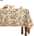 ISAENNE Designer Floral Extra Long Rectangle Tablecloth,French Linen Light Beige Indoor Table Cloth,Fall Wrinkle Resistant Decor Tablecloths for Dining Thanksgiving Kitchen,63"*110"-Flora A
