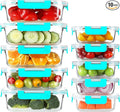 BAYZZ 10 Pack Glass Meal Prep Containers, Glass Food Storage Containers with Lids, Airtight Lunch Box, Freezer,Oven,Microwave and Dishwasher Safe,Green