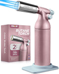 RAVS Refillable Double Flame Butane Torch, Creme Brulee Torch with Adjustable Flame, 20G Large Capacity Culinary Torch for Soldering, BBQ, Baking, DIY, Unique Gifts for Women, Butane Fuel Not Included