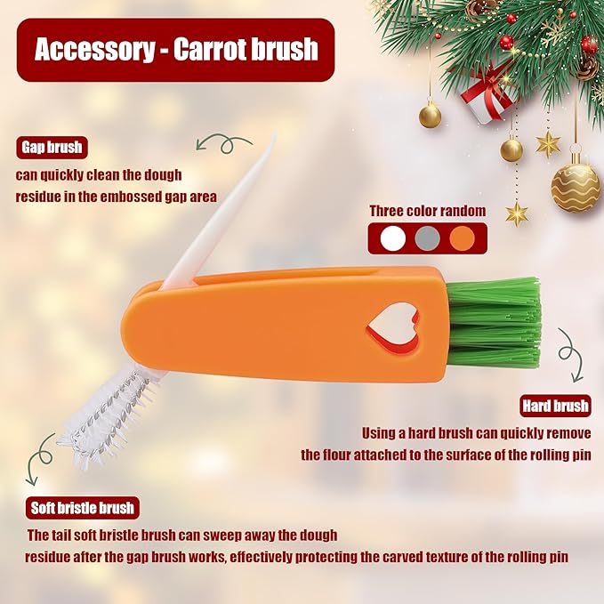 17" Premium Wooden Rolling Pins for Baking with Nativity Embossed Designs | 3mm Deep Springerle Cookie Molds | Christmas Rolling Pin & Baking Gifts for Women | Includes 3-in-1 Cleaning Brush