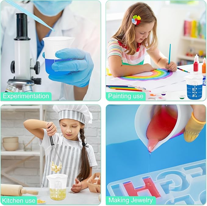 Silicone Measuring Cups for Resin Supplies,Resin Kit for 250ml &100ml Non-Stick Mixing Cups,Silicone Cups for Resin Molds,Epoxy Resin Cups,Cooking,Casting Molds,Jewelry Makin,DIY Crafts
