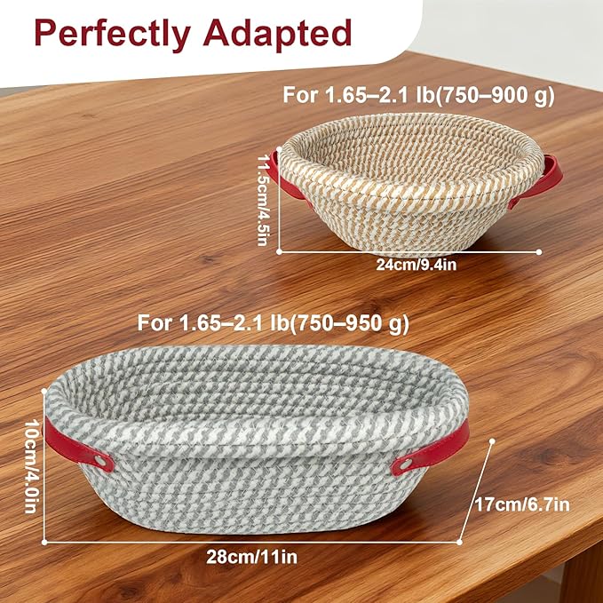 Banneton Bread Proofing Basket Set, Round & Oval Sourdough Proofing Baskets with Liners, Covers & Silicone Bread Mats, Sourdough banneton basket for Sourdough Baking Supplies