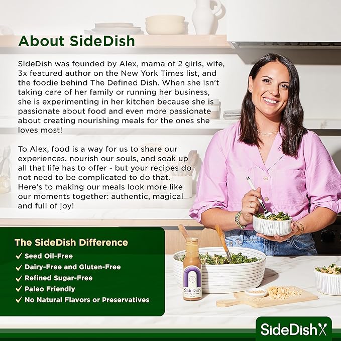 SideDish Honey Dijon Dressing (Pack of 3) – Seed Oil Free Made w/Avocado Oil – Refined Sugar Free, Dairy & Gluten Free Dip & Marinade – Paleo Honey Mustard Dressing for Dips, Sauces