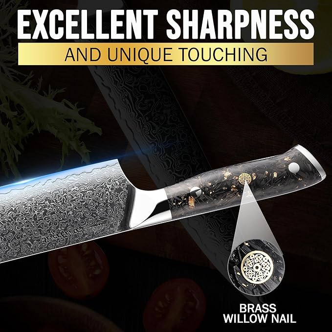 SliceElite Elite Series 7 Inch Nakiri Knife Damascus VG10 Core Forged Carbon Fiber Handle Polymer Guard Japanese Chef Vegetable Chopping Cleaver Kitchen Knife Sharp Cutting Cooking Tomato Butcher Tool