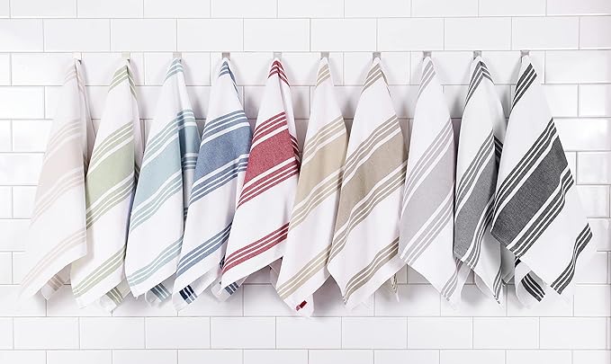All-Clad Dual-Purpose Kitchen Towels: Highly Absorbent - 100% Cotton, 17"x30" Dish Towels for Cleaning & Drying Dishes & Glassware, 3-Pack, Cappuccino