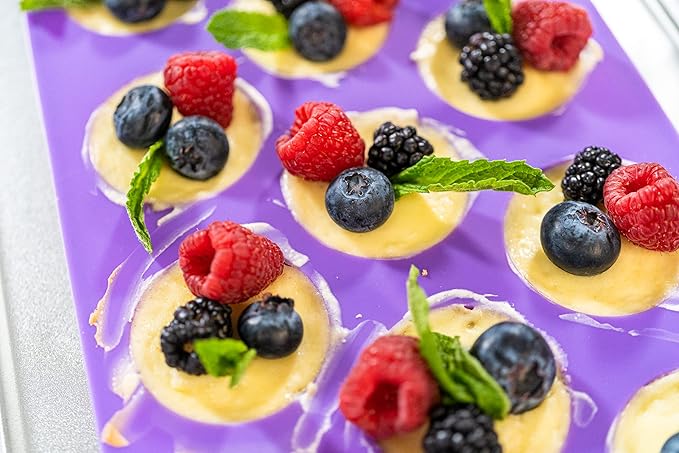 Bakerpan Silicone Mini Muffin Top Pans - Set of 2 - Small Round Molds for Tarts, Cookies, Candy, Chocolate (Pack of 2)
