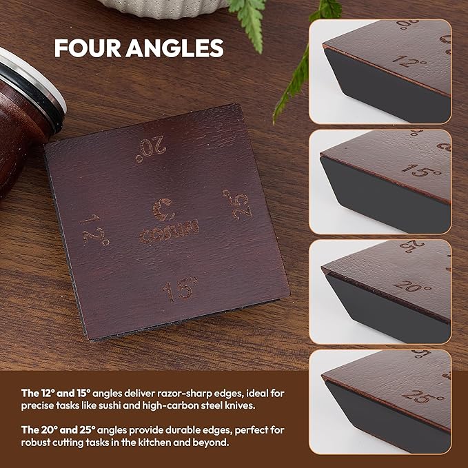 Rolling Knife Sharpener - Multi Angle Knife Sharpeners Tool Kit for Kitchen & Chef Knives, Diamond & Ceramic Honing Discs with 12°, 15°, 20° & 25° Magnetic Base - Manual Safe Roller Sharpening