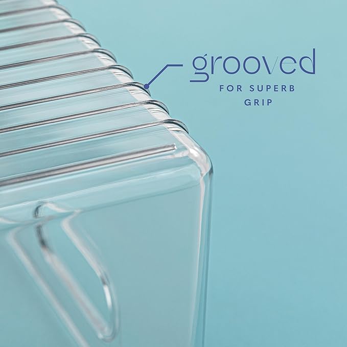 Plastic Food Storage Clear Container Bin with Handles for Organizing Kitchen, Pantry, Refrigerator, Freezer, Pantry, Cabinet, Closet, Bathroom. 14”x4”x5”
