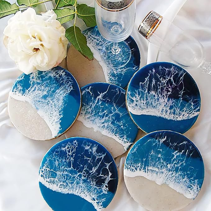 6 PCS Thickened Coaster Resin Molds for Epoxy Resin Casting, DIY Coasters, Bowl Mats, Candle Holders, Home Decoration