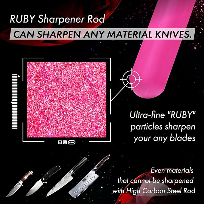 Ruby Sharpener Rod: Durable Knife Sharpener, Harder Than Steel Honing Rod, Japan Product