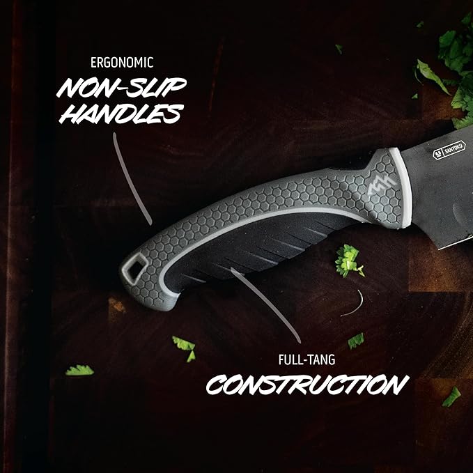 OUTDOOR EDGE ErgoMax Chef Selection Knife Set - Includes Chef, Santoku & Kitchen Serrated Utility Knife, Great for Cooking, Meal Prep & Home Kitchens