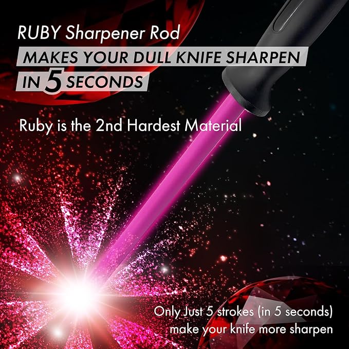 Ruby Sharpener Rod: Durable Knife Sharpener, Harder Than Steel Honing Rod, Japan Product
