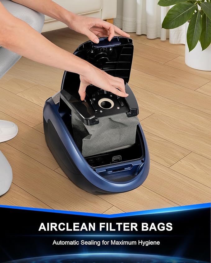 Bagged Canister Vacuum Cleaner,1400W Powerful High-Suction Bagged Canister Vac with 3.7QT Dust Bags,Pop-N-Go Brush,HEPA Filter,Dual Motors&4 Cleaning Tools,Perfect for Low-Pile Carpets&Hard Floors