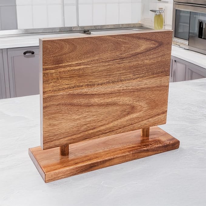 Magnetic Knife Holder, Double Sided Magnetic Knife Block, Without Knives, Wooden Universal Knife Stand, Strong Enhanced Magnets, Knife Display Rack for Kitchen Organizer