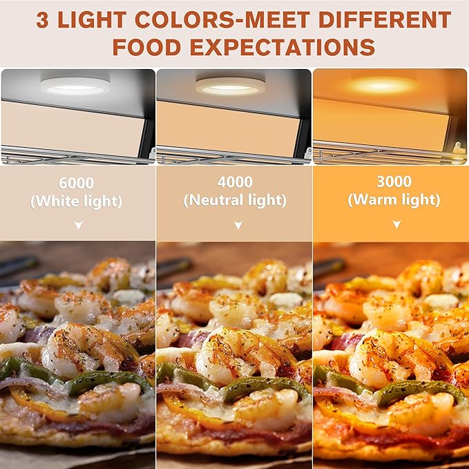 Whalefall Countertop Food Warmer with top Holder, 27 inch Commercial Food Warming Cabinet, tri-Color Lighting, w/Thermometer and Adjustable Thermostat for Cafeteria Kitchens Restaurants