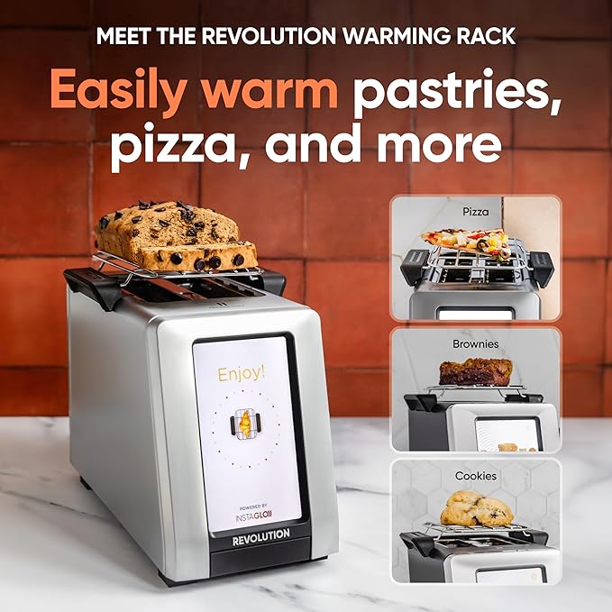 Revolution R180 Connect Plus Smart Toaster with Touchscreen (Bundle with Toastie Press & Warming Rack) Choose from 40+ Bread Types, 7 Browning Levels, & Toastie Press Mode