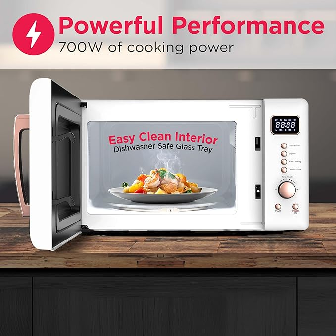 FRIGIDAIRE EMW788RETRO 0.7 cu. ft. Retro Microwave, White-RoseGold