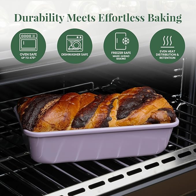 Larder & Vine 8-Piece Bakeware Set | Non-Stick Baking Set with Ceramic Finish | PFAS, PFOA, PTFE, and BPA Free Baking Essentials | Baking Sheets, Muffin Tins and Assorted Baking Pans | Lavender