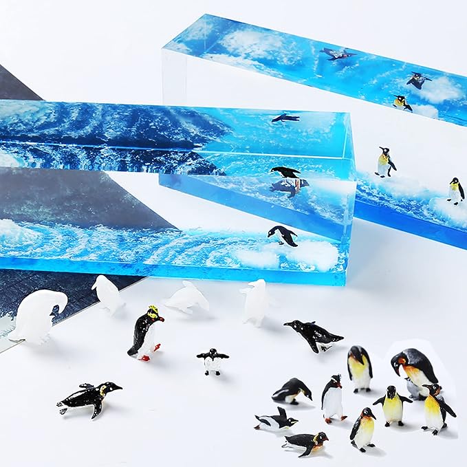 Woohome 3D Resin Moulds & Fillers - 20 Mini Penguin Casting Moulds for Art Resin Crafts & Jewelry Making