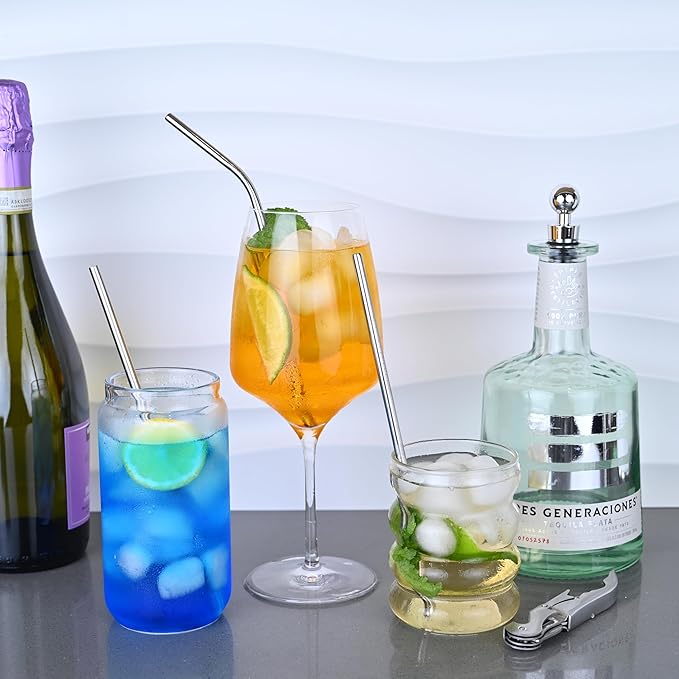 Bartender Cocktail Mixing Kit, Silver Barware Set, Professional Bar Tools with Bottle Opener and Shaker