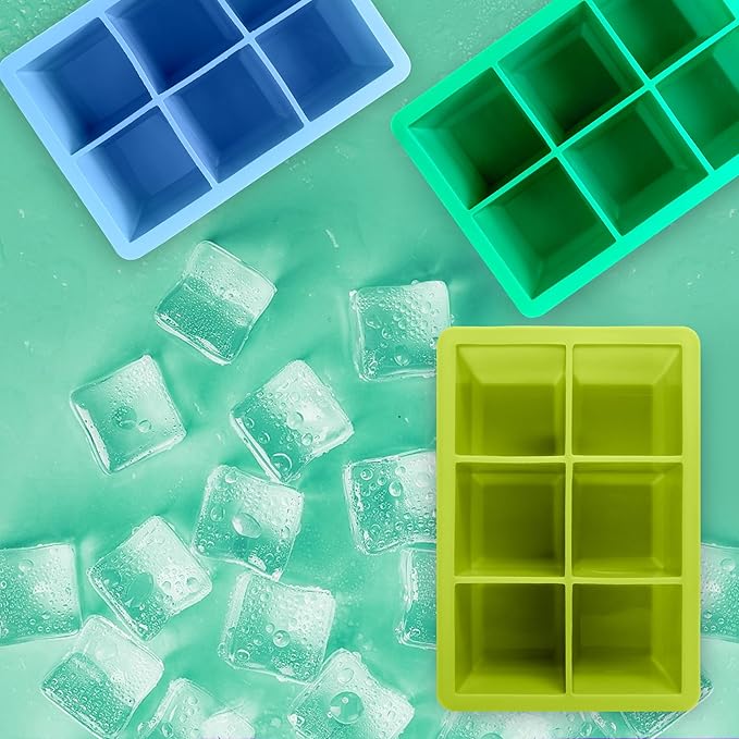 Silicone Ice Cube Trays 3 Pack - Large Size Silicone Ice Cube Molds with Leak Proof Removable Lid Square Ice Cube Tray And BPA Free for Cocktail,Whiskey, Stackable Flexible Ice
