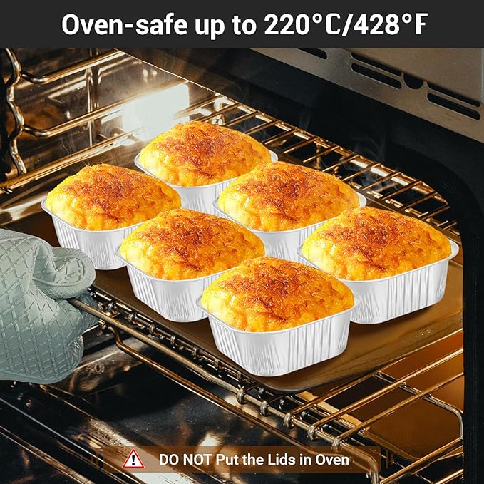 EUSOAR Disposable Ramekins with Lids, Silver 10oz 100pcs Creme Brulee Ramekins Disposable, Muffin Cups for Baking, Mini Cake loaf Bread Containers Pans Cups with Lids for Party Favor Birthday