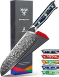 Santoku Knife - 7 inch - Xuan Series - VG10 Damascus Steel Kitchen Knife - Resin Handle (Starry Black)