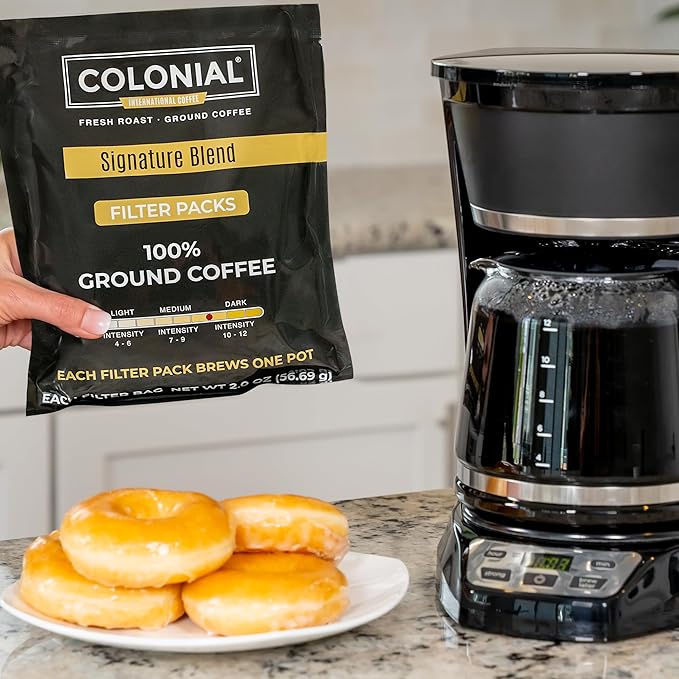 Colonial Coffee Ground Coffee Filter Portion Packs, 2 Ounce (Pack of 40), 100% Arabica Breakfast Blend Medium Roast, Gourmet Bulk Packets for 10-12 Cup Drip Maker